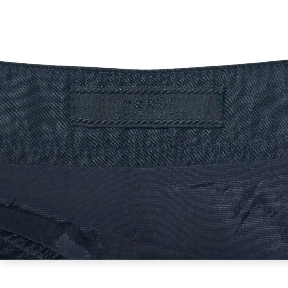 Prada Archival 90s Tech Nylon Mini Skirt L Navy A-line OPT Zip - Picture 3 of 12